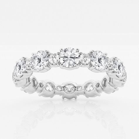 Wedding Band For Round Diamond, Ring Redesign, Cute Engagement Rings, Diamond Anniversary Bands, Diamond Eternity Band, White Gold Wedding Bands, Half Eternity Band, Circle Diamond, Diamond Anniversary