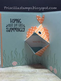 inside view of pop-up birthday card from Stampin' Amigos: Best Fishes! ... punch art goldfish in open-mouth format ... Stampin' Up! Fishing Cards, Interactive Cards, Fancy Fold Cards, Kids Birthday Cards, Birthday Cards Diy, Fun Fold Cards, Card Tutorials, E Card, Pop Up Cards