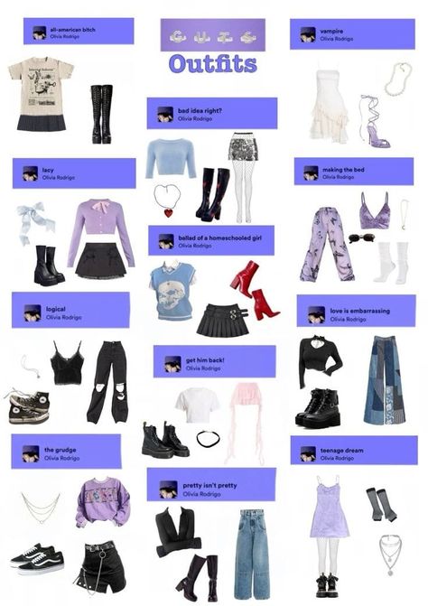 Olivia Rodrigo Get Him Back Outfit, Guts Outfits Concert, Olivia Rodrigo Style Outfits, Olivia Guts Tour Outfits, Concert Outfit Ideas Olivia Rodrigo, Olivia Rodrigo Costume Halloween, Olivia Rodrigo Outfit Ideas, Olivia Rodrigo Tour Outfits Ideas, Olivia Rodrigo Guts Tour Outfit Ideas