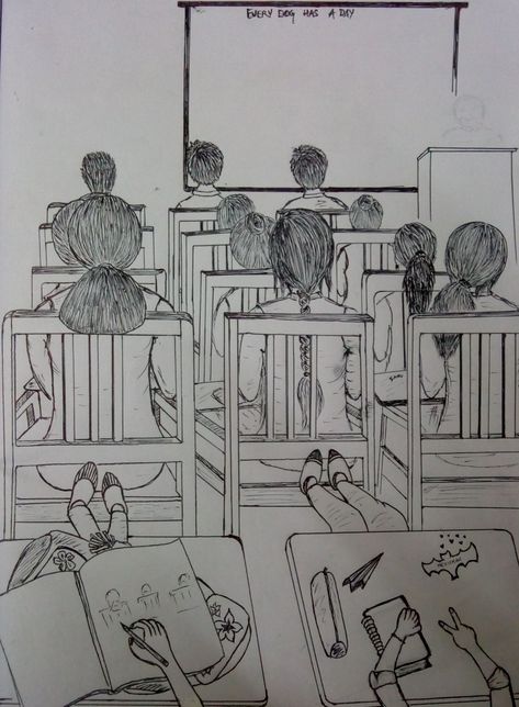 Classroom Pov Sketch, Classroom Scene Drawing, Jee Mains Paper 2 Drawing, Classroom Perspective Drawing, Classroom Drawing Reference, Classroom Drawing Sketch, Classroom Reference Drawing, My Dream School Drawing, Classroom Sketch