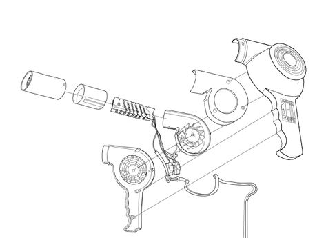 Exploded Drawing, Braun Hair, Hair Dyer, Exploded View, Electric Brush, Object Drawing, How To Draw Hair, Hair Dryer, Household Items