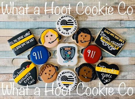 Dispatch Week Ideas, Telecommunications Week Ideas, Telecommunications Week Gifts, Dispatch Appreciation, Telecommunications Week, Appreciation Cookies, Police Dispatcher, Cookie Ideas, Decorated Cookies