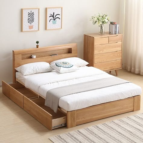 Diy Seng, Reka Bentuk Bilik Tidur, Simple Bed Designs, Bed Headboard Design, Wood Bed Design, Hiasan Bilik Tidur, Bed Platform, Bed Frame Design, Wooden Bed Design