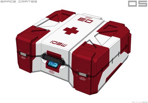 Medical Robot Concept Art, Sci Fi Assets, Sci Fi Medical Equipment, Sci Fi Crate, Sci Fi Equipment, Sci Fi Gadgets, Sci Fi Tech Concept, Fart Noises, Props Illustration