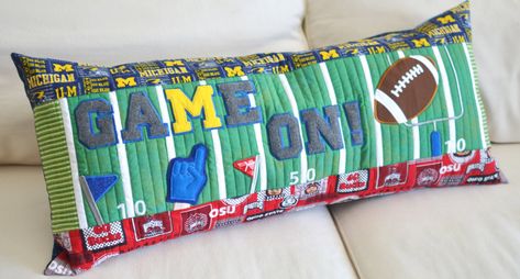 Football Quilt, Kimberbell Designs, Word Pillow, Bench Pillow, Bench Pillows, Machine Embroidery Projects, Machine Embroidery Applique, Summer Ideas, Machine Embroidery Patterns