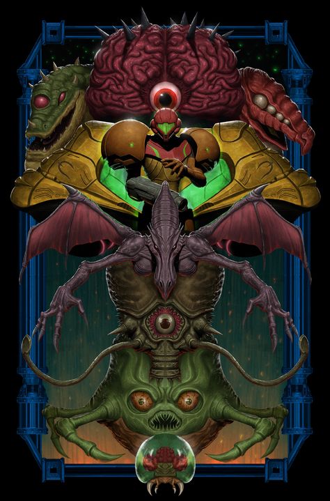 ArtStation - Super Metroid Poster, Wero Gallo Space Warrior, Super Metroid, Samus Aran, Metroid, Bad Guy, Nintendo