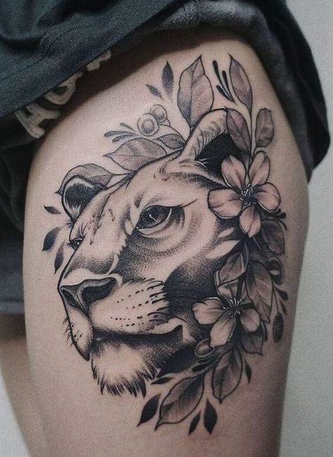 Lion Floral Tattoo, Lion Flower Tattoo Design, Lion Flower Tattoo, Tattoo Design Sketches, Tattoo Design Stencil, Lioness Tattoo Design, Lone Wolf Tattoo, Wolf Tattoo Ideas, Native American Tattoo Designs