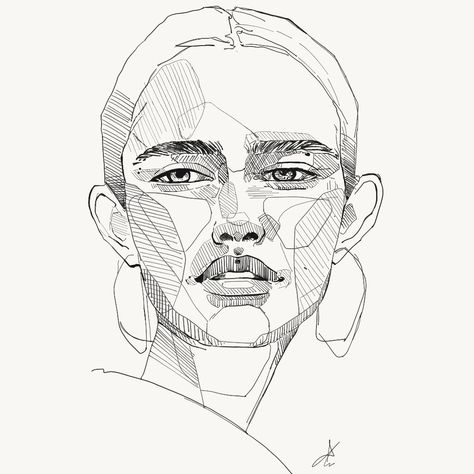 Polina Bright Sketches, Line Portrait Drawing, Drawing Ideas Step By Step, Simple Art Drawings, Hatch Drawing, Beautiful Pencil Drawings, Easy Drawing Ideas, Draw Step By Step, Draw Faces