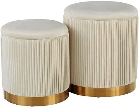 Amazon.com: YYW HOME Ottoman with Storage - White Velvet Ottoman for Living Room, Velvet Storage Ottoman for Kids Room,Gold Ottoman with Storage, Vanity Chair for Bedroom,Set of 2 Velvet Ottoman (Cream) : Home & Kitchen Nesting Ottoman, Velvet Storage Ottoman, Gold Ottoman, Ottoman For Living Room, Ottoman With Storage, Small Ottoman, Round Storage Ottoman, Large Ottoman, Velvet Cream