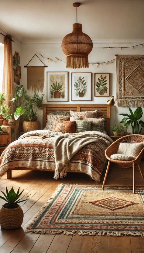 10 Cozy Fall bedroom decor ideas | by Cozy homes | Aug, 2024 | Medium Boho King Bedroom Ideas, Wicker Bedroom Ideas, Earthy Boho Bedroom, Wooden Nightstands, Hygge Bedroom, Cozy Boho Bedroom, Boho Throw Blanket, Fall Bedroom Decor, Boho Bedroom Design