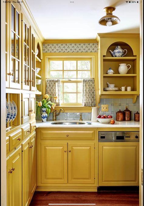 Retro Yellow Kitchen, Yellow Kitchen Designs, Laundry Shoot, Kitchen Yellow, Secret Passageways, Yellow Kitchen, Kitchen Designs, Rustic Kitchen, House Stuff