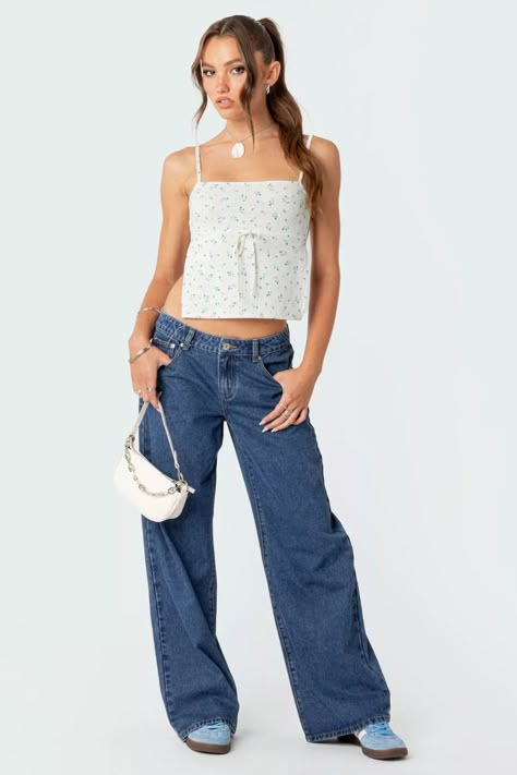 Raelynn Washed Low Rise Jeans – edikted Low Jeans, Visionary Fashion, Open Back Tank Top, Flair Jeans, Open Back Tank, Acid Wash Jeans, Jean Trends, Denim Trends, Low Rise Jeans