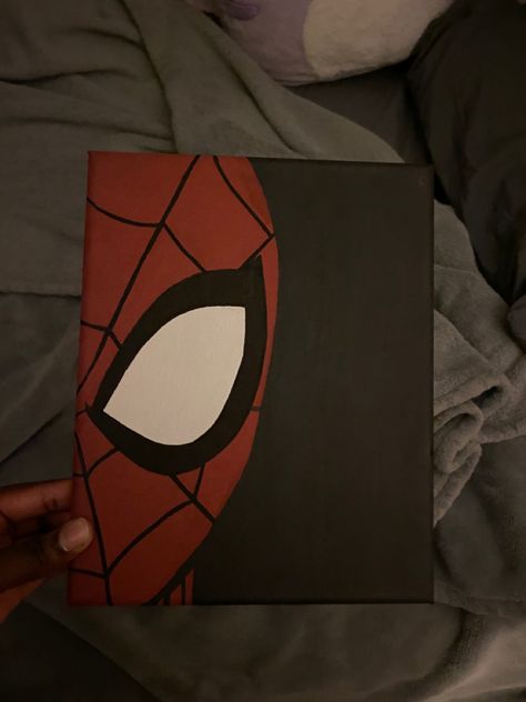 Easy Painting Ideas On Canvas Spiderman, Spiderman Painting Aesthetic, Mini Canvas Spiderman, Mini Canvas Art Spiderman, Spiderman Drawing Canvas, Small Sketch Ideas Aesthetic, Painting Of Spiderman, Spiderman On Canvas, Spider Man Line Art