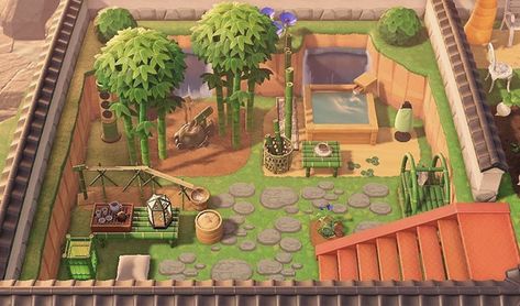 Get Inspired With These Gorgeous Animal Crossing: New Horizons Garden Ideas - myPotatoGames Animal Crossing Zen Garden, Acnh Zen Garden, Pagoda Garden, Animal Crossing 3ds, Ac New Leaf, Animal Crossing Guide, Animal Crossing Wild World, Animal Crossing Villagers, Bamboo Garden