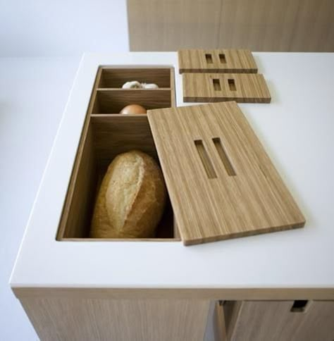 Viola Park Bread Bins Counter Top Storage, Organiser Cucina, High End Kitchens, Countertop Storage, 아파트 인테리어, Bespoke Kitchens, Kitchen Fittings, Counter Top, 인테리어 디자인