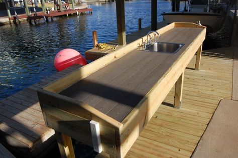 Cleaning table - 2CoolFishing Diy Fish Cleaning Station, Cleaning Station Ideas, Diy Fish Filleting Table, Fish Cleaning Station Ideas, Camp Table With Sink, Outdoor Fish Cleaning Table, Fishing Bench, Potters Bench, Deer Processing