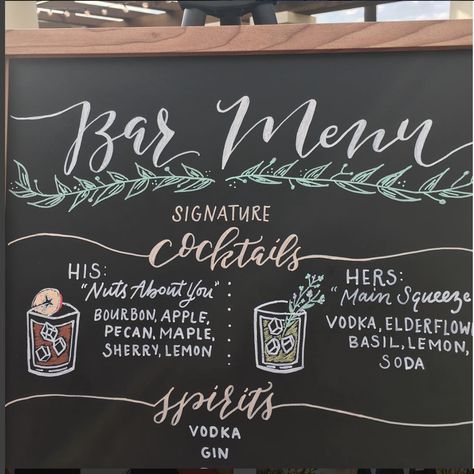 Wedding Bar Sign Chalkboard, Menu Sign Ideas, Chalkboard Drink Menu Board, Chalkboard Bar Menu Signs, Drink Menu Chalkboard, Bar Chalkboard Sign, Happy Hour Chalkboard Signs, Bar Menu Chalkboard, Wedding Drink Menu Sign