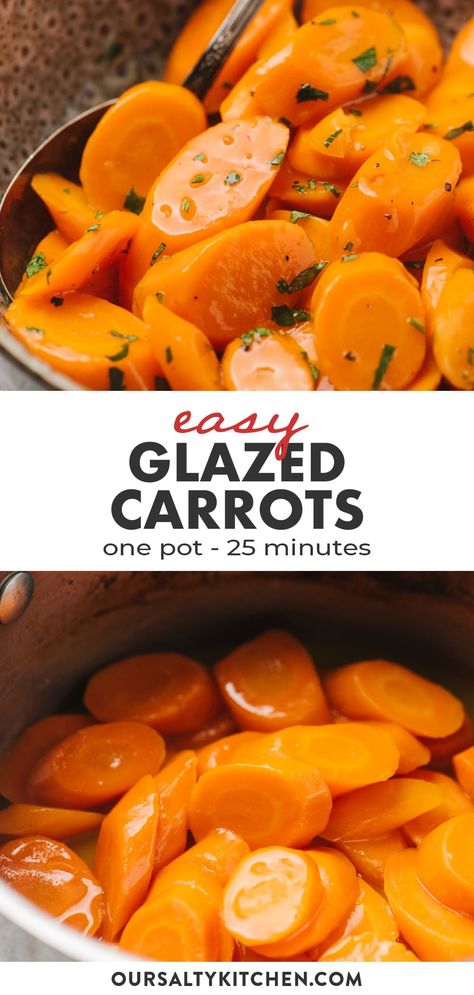 It's not hard to make room for these easy glazed carrots at your dinner table! Made in one pot in just 25 minutes, you too can craft the perfect, restaurant quality glaze with one special tip. Sweeten your carrots with honey, maple syrup, or brown sugar to meet most dietary needs, including vegan, paleo, and plant based diets. These glazed carrots are perfect side dish for everything from weeknight dinners to Thanksgiving. #carrots #sidedishes #easyrecipes #healthyrecipes #healthysidedish Thanksgiving Carrots, Easy Glazed Carrots, Easy Honey Glazed Carrots, Carrots With Honey, Glazed Vegetables, Maple Glazed Carrots, Candied Carrots, Honey Glazed Carrots, Grain Free Diet