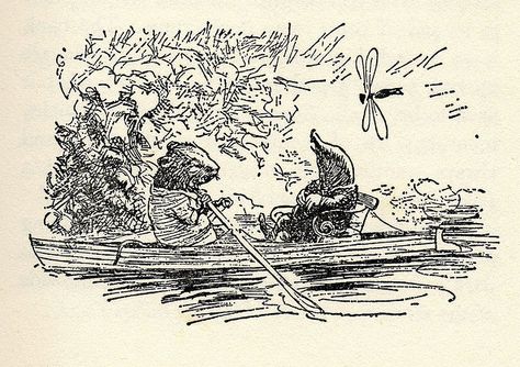 the wind in the willows by kenneth grahame, illustrated by e. h. shepard Eh Shepard, Kenneth Grahame, The Wind In The Willows, Wind In The Willows, Cs Lewis, Sketchbook Ideas, Lewis Carroll, Row Boat, Children's Literature