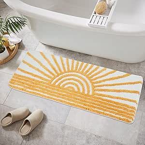 Boho Bathroom Rugs, Long Bathroom Rugs, Abstract Sunrise, Sunrise Design, Sun Bath, Bathroom Runner, Large Bath Mat, Bath Runner, Bath Runner Rugs