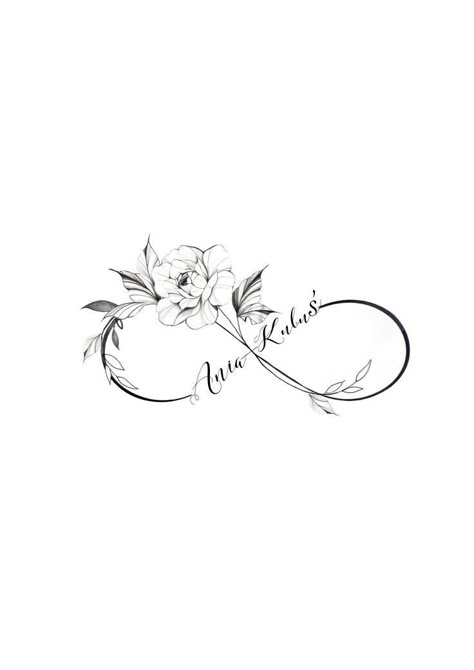 Infinity Vine Tattoo, Butterfly Tattoo Designs With Name, Fingerprint Infinity Tattoo, Infinity Name Tattoos For Women, Childrens Name Tattoos For Mom, Tattoo Ideas In Memory Of, Hidden Initial Tattoo, Infinity Tattoos For Women, Flower Infinity Tattoo