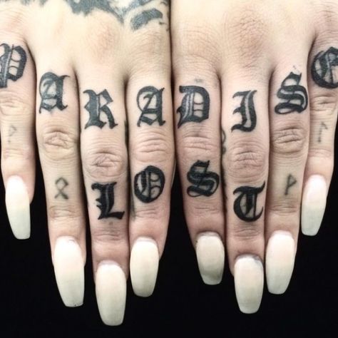 Knuckle Tattoo Ideas, Knuckles Tattoo, Symbol Tattoos With Meaning, Finger Tattoos Words, Knuckle Tattoo, Tattoo Journal, Chicanas Tattoo, Ankle Tattoo Designs, Knuckle Tattoos