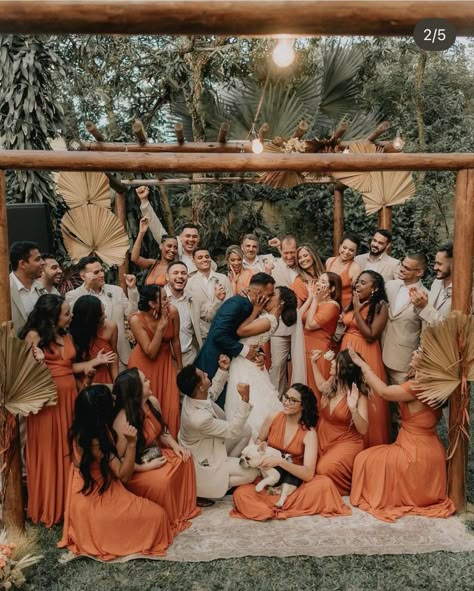 Groom And Groomsmen Suits, Rustic Style Wedding, Burnt Orange Weddings, African American Weddings, Country Theme Wedding, Future Wedding Plans, Wedding Theme Colors, Bridesmaid Dress Colors, Garden Party Wedding