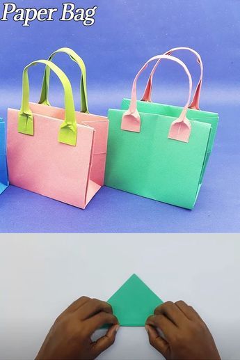 How to make a paper gift bag easily with color paper at home. DIY shopping paper bag handmade easy video tutorial. Make this origami bag with paper step by step. #PaperCraft #Bag #DIY Make A Paper Bag, Shoping Bag, How To Make A Paper Bag, Handmade Gifts For Boyfriend, Tutorial Origami, Origami Bag, Gift Bags Diy, Easy Paper Crafts Diy, Diy Craft Tutorials