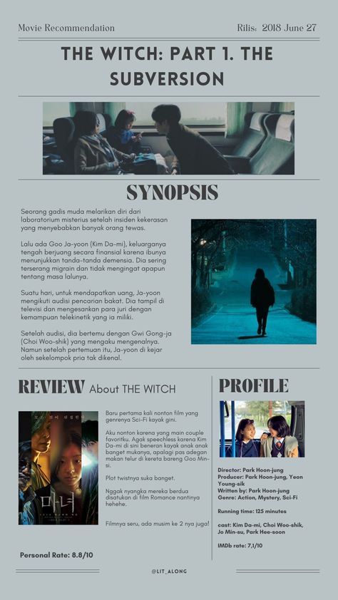 Film Rekomendasi, The Witch Part 1, Kdrama Journal, Cinematic Art, Poster Presentation, Movie Synopsis, Film Recommendations, Korean Movies, Asian Film