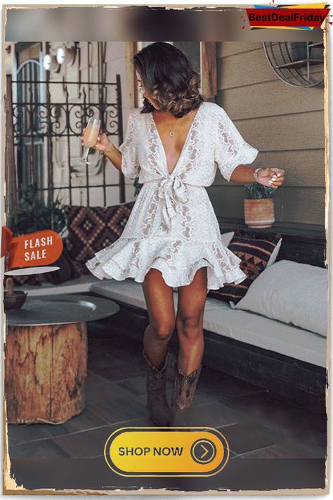 Ruffled Deep-v-neck Print Lace Up Mini Dress Dress And Cowboy Boots Outfit, Dress And Cowboy Boots, Country Festival, Fashion Diva, Diva Fashion, Loungewear Set, Ruffled Sleeves, Night Outfits, The Picture