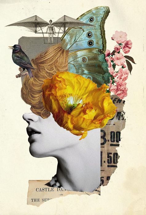 Collage THE 2015 W. Strempler Fine Art Collage, Collage Art Flowers, Collage Art Design Ideas, Waldemar Strempler, Magazine Collage Art, Watch Illustration, Spring Collage, Collage Art Design, Artistic Collage