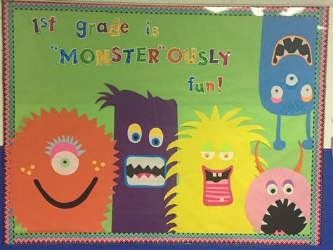 Monster Theme Classroom Door, Monster Classroom Theme Ideas, Color Monster Bulletin Board, Monster Bulletin Board Ideas, Monster Bulletin Boards, Halloween Doors, Monster Theme Classroom, Monster Classroom, Kindergarten Bulletin Boards