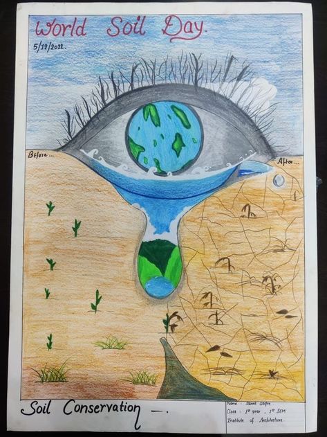 Save Water Pictures, Save Environment Poster Drawing, Environment Drawing Ideas, Save Environment Posters, Save Water Drawing, Save Earth Drawing, Save Water Poster Drawing, Save Water Poster, Soil Conservation