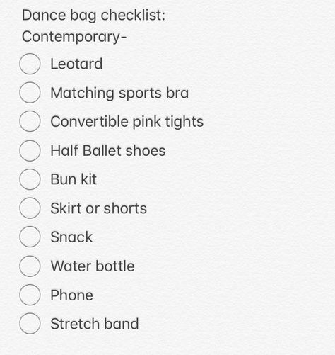 Dance Bag Checklist, Dance Bag Essentials, Dancer Essentials, Contemporary Leotard, Dance Fits, Dance Problems, Dance Hip Hop, Dance Stretches, Dance Comp