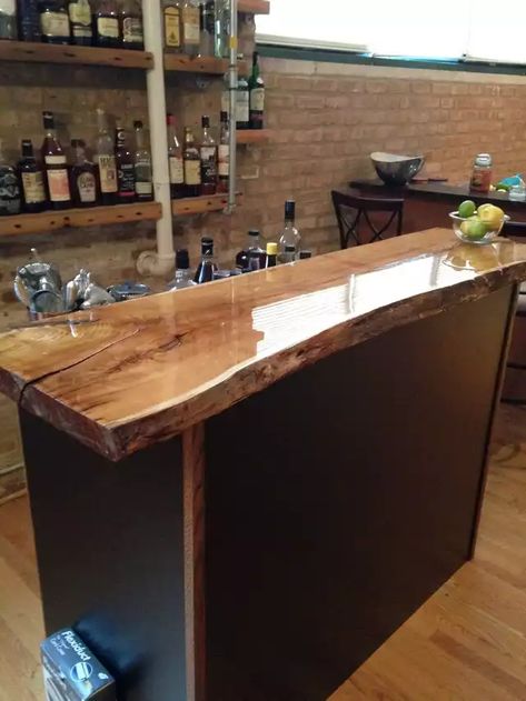 Wood Bar Top, Basement Bar Designs, Home Bar Design, Home Bar Designs, Diy Bar, Bar Room, Basement Bar, Home Bar Decor, Wood Bar