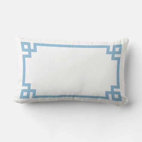 MBI Sky Blue Greek Key Script Monogram Lumbar Pillow  Zazzle Greek Key Pillow, Preppy Monogram, Preppy Bedroom, Dorm Room Designs, Beach Room, Script Monogram, Modern Throw Pillows, Preppy Room, Blue Rooms