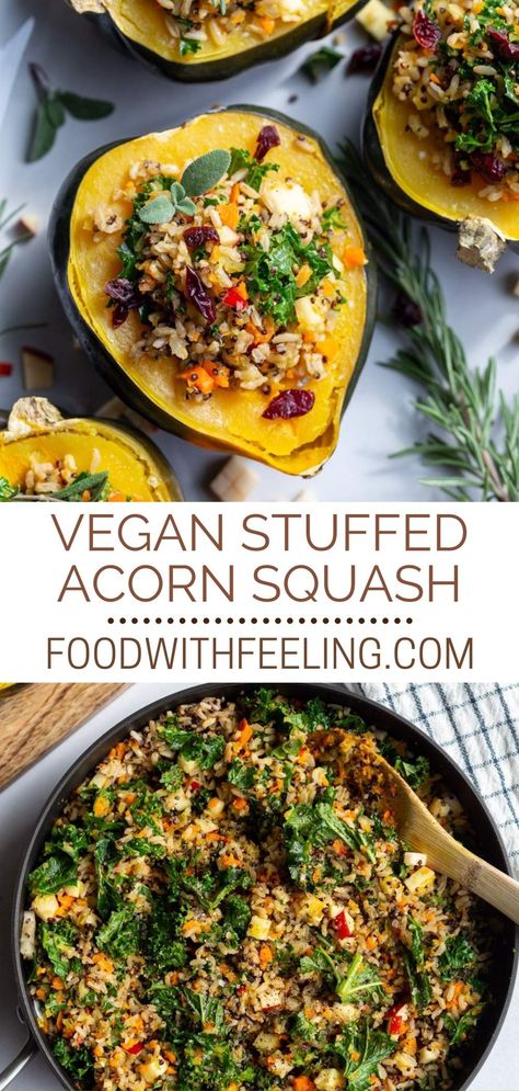 Vegan Stuffed Acorn Squash, Stuffed Acorn Squash Vegetarian, Stuffed Butternut Squash, Stuffed Butternut, Acorn Squash Recipe, Butternut Squash Chili, Stuffed Squash, Stuffed Acorn Squash, Alkaline Recipes