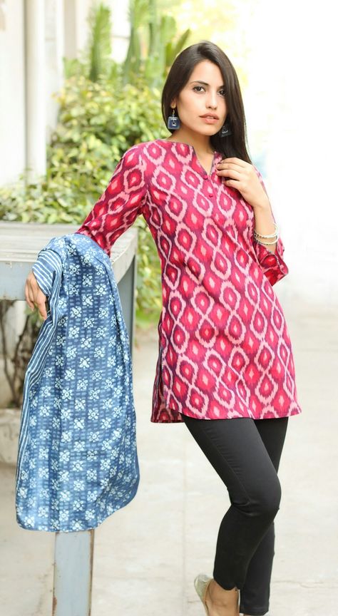 Tunics For Women Cotton Tunics For Women, Tunics Designs For Women, Kurta Styles For Women Tunic Tops, Tunic Designs For Women, Cotton Short Kurti Designs, Short Kurtis For Jeans Cotton Style, Short Kurti Designs Latest For Jeans, Short Kurti Pattern, Short Kurti Designs Latest