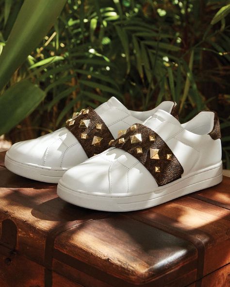 Michael Kors on Instagram: “Sneakers you’ll want to wear all summer long. #MichaelKors” Michael Kors Wedge Sneakers, Mk Sneakers, City Sneakers, Michael Kors Wedges, Michael Kors Sneakers, Black Leather Sneakers, Gold Sneakers, Boots Are Made For Walking, Brown Sneakers