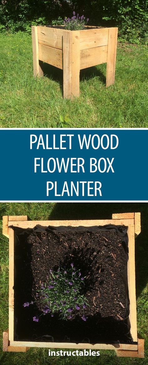 Pallet Wood Flower Box Planter  #woodworking #gardening #outdoors Wood Flower Box, Wooden Flower Boxes, Pallet Planter Box, Wood Pallet Planters, Woodworking Shows, Pallet Planter, Wooden Pallet Furniture, Wooden Pallet Projects, Pallet Outdoor