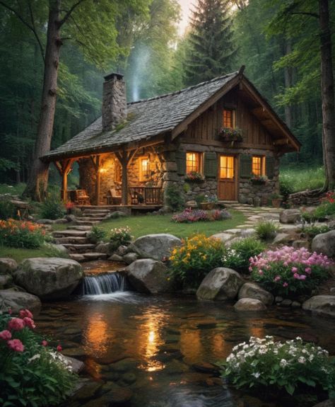 Cabins And Cottages In The Woods, Cottages In The Woods, Little Cabin In The Woods, Cabin Inspiration, Bird House Plans, Cottage Aesthetic, Fairytale Cottage, Cottage Garden Design, Cottage In The Woods