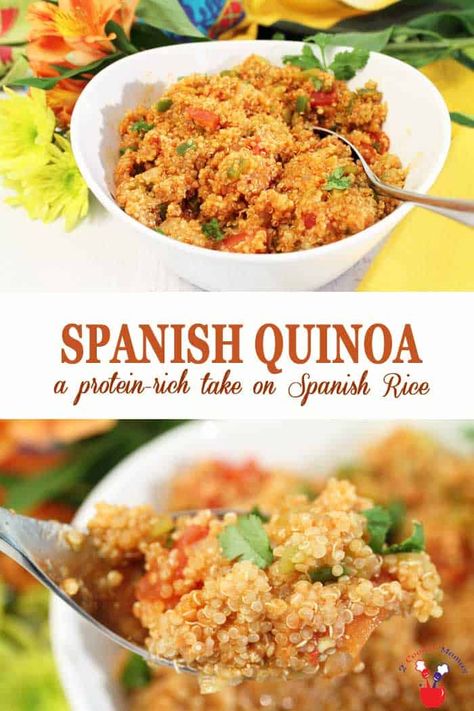 Spanish Quinoa - A Take on Spanish Rice - 2 Cookin Mamas Spanish Quinoa, Quinoa Side Dish, Quinoa Recipes Easy, Quinoa Dishes, Easy Quinoa, Quinoa Rice, Rice Recipes For Dinner, Green Chiles, Spanish Rice