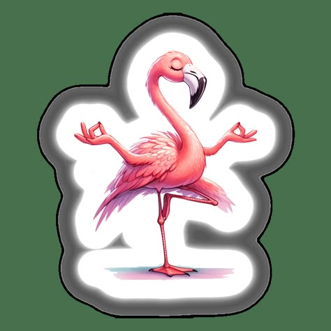 Available as Stickers or Digital Artwork. Flamingo Stickers, Standing Yoga, Flamingo Pictures, Flamingo Tattoo, Flamingo Illustration, Yoga Stickers, Unique Iphone Wallpaper, Kids Graduation, Flamingo Bird