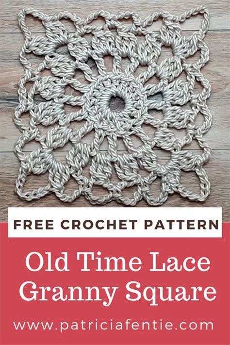 Crocheted Old Time Lace Square - Create ♥ Nurture ♥ Heal ♥ Crochet Granny Square Placemats, Crochet Lacy Squares Pattern Free, Half Granny Square Pattern Diagram, Lace Crochet Square, Granny Square Crochet Top Free Pattern, Pretty Granny Squares, Simple Granny Square Crochet, Lace Granny Square, Granny Squares Crochet