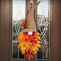 Door Gnome, Thanksgiving Wood Crafts, Halloween Decor Crafts, Christmas Wall Decoration, Maple Leaf Wreath, Wreath For Fall, Fall Wreaths For Front Door, Farmhouse Front Door, Harvest Thanksgiving