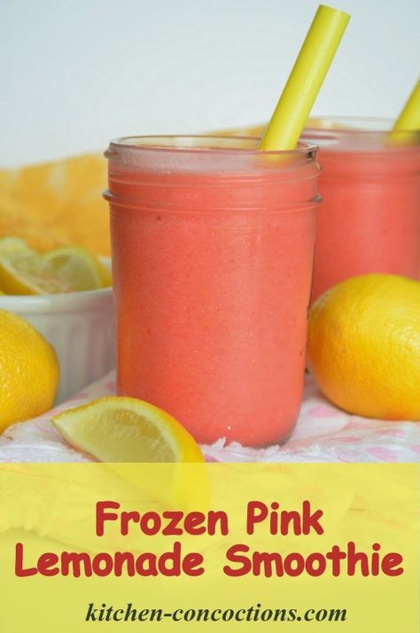 Frozen Pink Lemonade Smoothie - Kitchen Concoctions Lemonade Smoothie Recipes, Frozen Pink Lemonade, Strawberry Protein Shake, Lemonade Smoothie, Flavored Lemonade, Post Workout Drink, Strawberry Protein, Spring Break Vacations, Chocolate Covered Strawberry