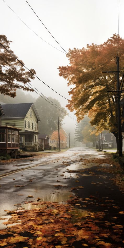 1940s Bookstore, Spooky Town Aesthetic, Small Town Gothic, American Gothic Aesthetic, Dear October, Halloween Neighborhood, Vermont Autumn, Fall Town, Autumn Town