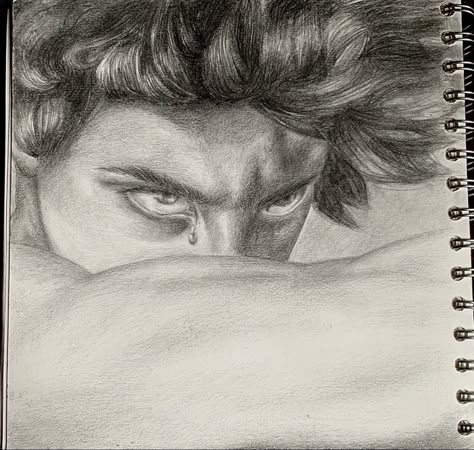 Eyes Of Heaven Drawing, Looking Up Sketch, Lucifer Drawing Fallen Angels, Chiaroscuro Drawing, Grabbing Shoulder Reference, The Fallen Angel Drawing, Lucifer Sketch, Decapitation Art Reference, Fallen Angel Drawing Sketches