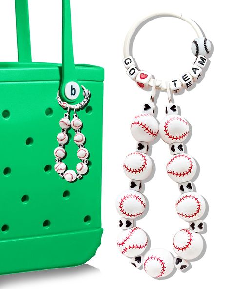 PRICES MAY VARY. 📣 Adorable Baseball Bogg Bag Charm: Level up your style game and show off your love for baseball with our insanely cute Baseball Bogg Bag Charm! These nine wooden beads combine with black heart beads are strung together firmly, featuring charming baseball patterns, , making your bag’s handle a true eye-catcher. ⚾ Showcase Your Passion: Let your love for the game shine bright wherever you go! Whether you’re a player, a die-hard fan, or just appreciate the sport, our Bogg Bag Cha Baseball Bogg Bag Charms, Diy Bag Tags, Baseball Attire, Bogg Bag Charms, Bogg Bag Accessories, Tote Bag Accessories, Bead Pens, Baseball Accessories, Volleyball Skills