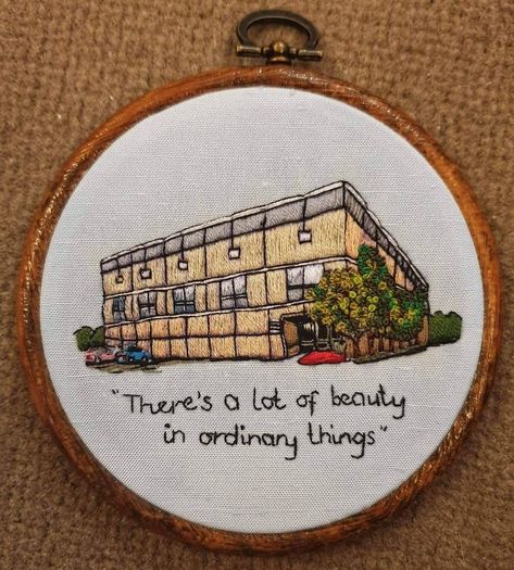 The Office Embroidery, Office Embroidery, Beauty In Ordinary Things, Best Crafts, Dunder Mifflin, Diy Embroidery Patterns, Yarn Thread, Cross Stitch Funny, Diy Cross Stitch